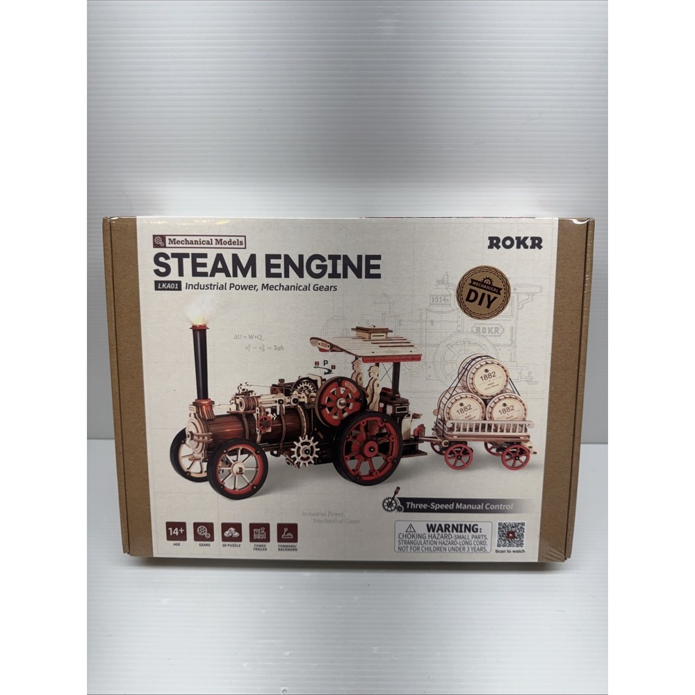 ROKR 3D Wooden Puzzle Steam Engine Mechanical Motorized Train Set LKA01